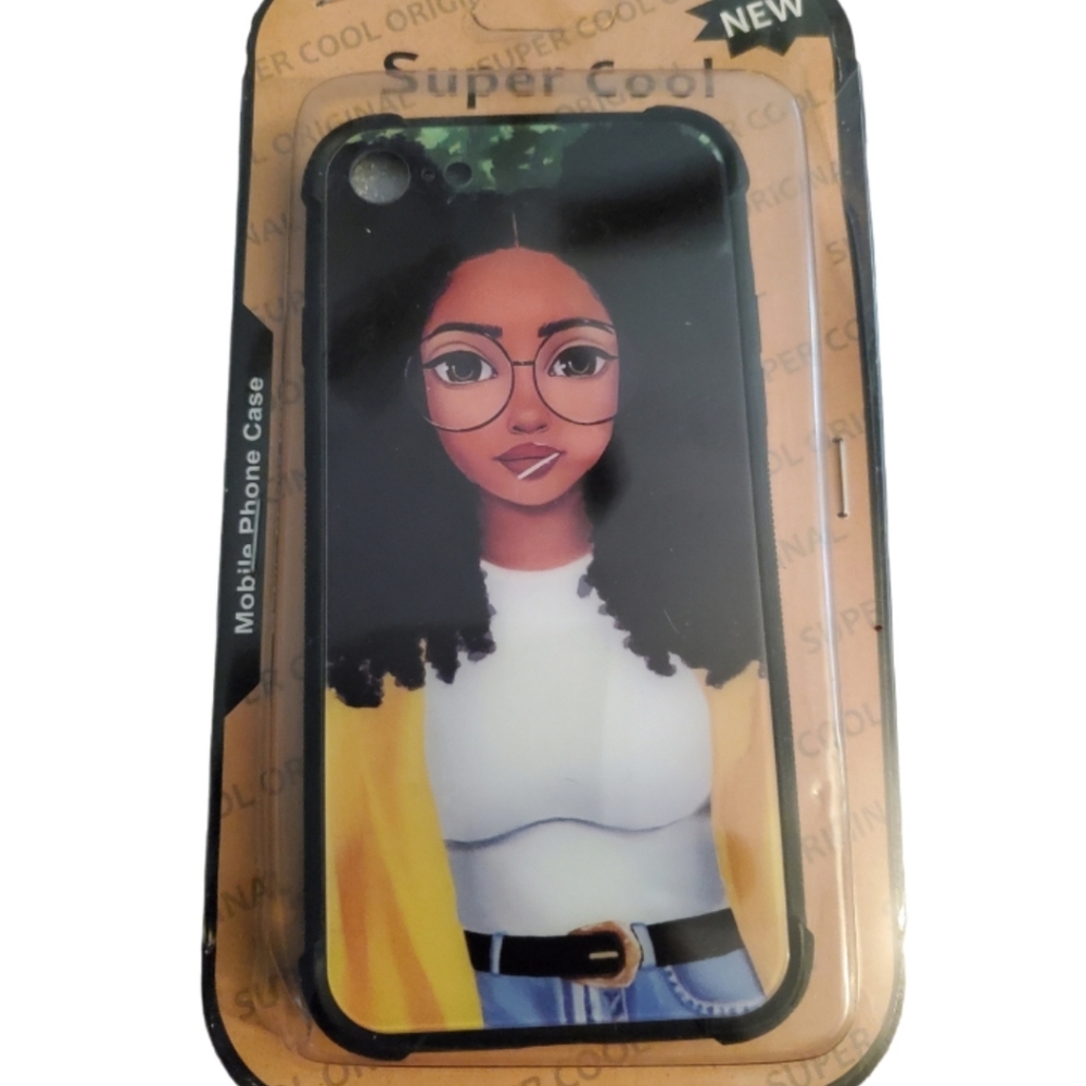 African Afro Girl Women Double Pony Tail Girl Iphone 7, 8, SE case NWT - Picture 1 of 4